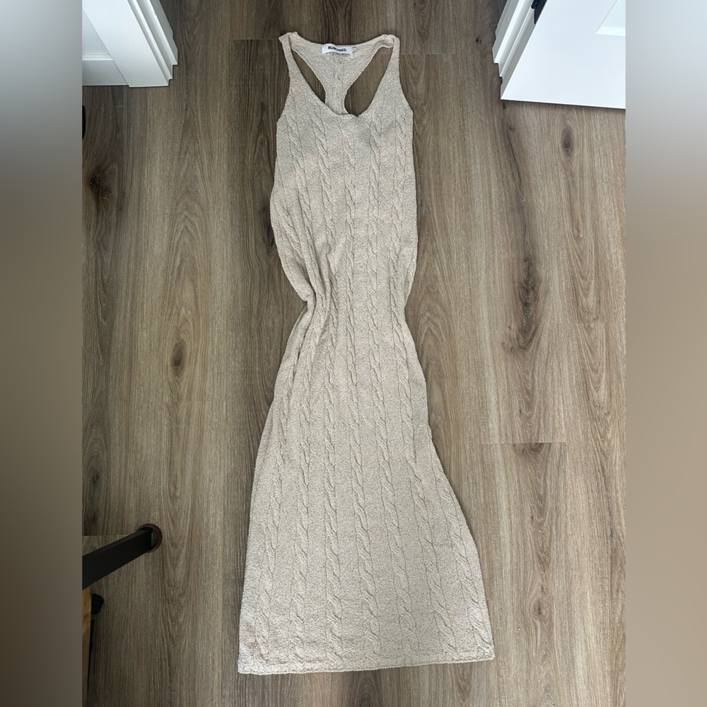 Sleeveless Cable Knit Dress in Cream